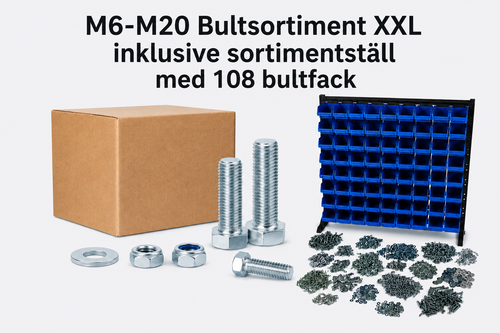 M6-M20 Komplett XXL 120KG!! Inklusive sortimentställ 108 fack