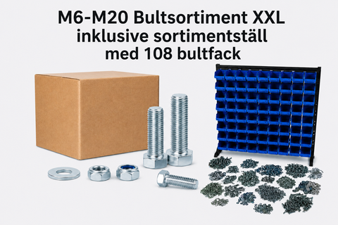M6-M20 Komplett XXL 120KG!! Inklusive sortimentställ 108 fack
