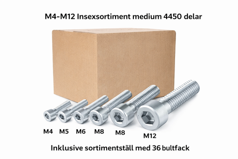 M4-M12 Medium Insexsortiment 35KG Inklusive bultfack 36 delar