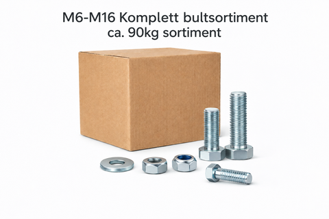 M6-M16 Bultsortiment ca. 90KG Hel/delgängat Påfyllningskit 4850 delar