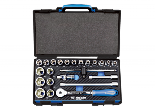 Kingtony-1/2" 6 Points Metric Sockets And Accessories Set - 23 Pcs