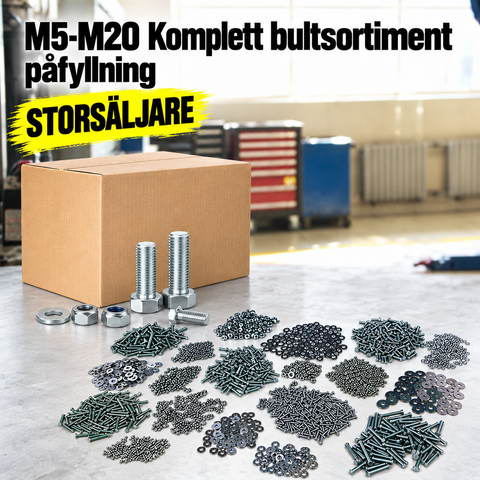 M5-M20 Komplett bultsortiment påfyllning 6875 delar