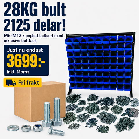 M6-M12 Lilla sortimentet 28KG inklusive sortimentställ 36 fack