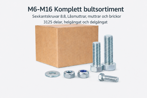 M6-M16 Komplett bultsortiment 3125 delar 60KG