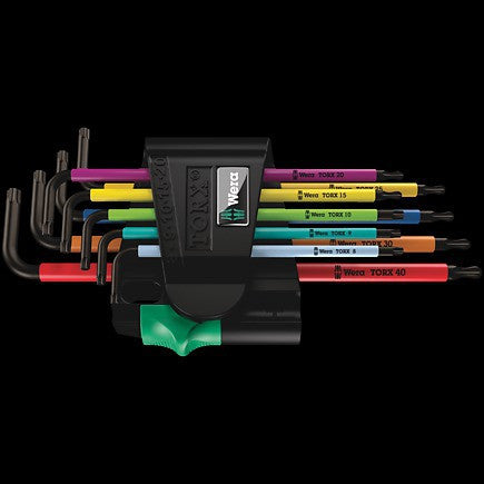 Wera 967 Spkl/9 Torx Bo Multicolour L-Key Set For Tamper-Proof, Blacklaser 967 Spkl Torx® Bo Multico
