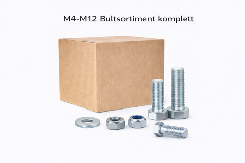 M4-M12 Bultsortiment Hel/delgängat Komplett 4850 delar 54KG!